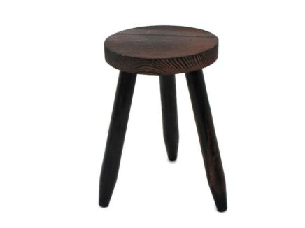Old Milk Milking Stool Farmhouse Country Barn Style French Oak Tripod Side Display Table Pedestal Plant Stand