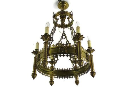 Gothic Ornate Brass Bronze 6 Lights Chandelier Revival Empire Antique gorgeous