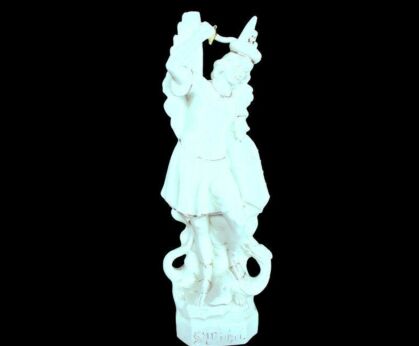 Porcelain statue Figurine Archangel Michael slaying the Dragon Bisque Beautiful