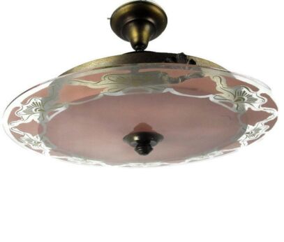 French Art Deco lounge Chandelier Glass brass UFO Sputnik Ornate Special