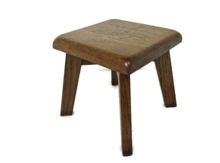 Square! Milk Milking Stool Farmhouse Country Barn Style Side Display Table Pedestal Plant Stand HTF Vintage French Oak