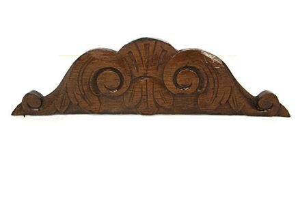 Small Antique Hand Carved Wood Pediment Ornate Architectural Reclaimed Finial
