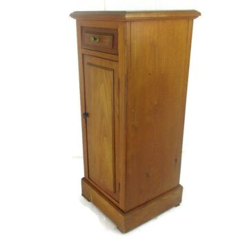 Antique Art Deco Art Nouveau  Marble top Side Cabinet Table Nightstand Stunning hand Carved Wood Pitch Pine