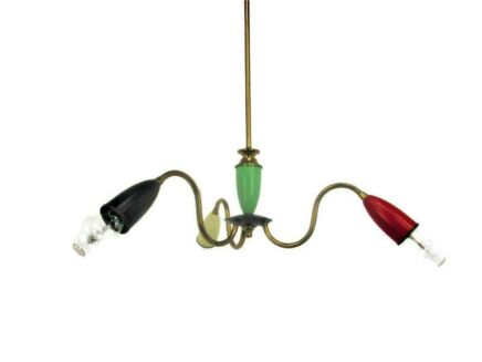Modernist 60s Vintage Italian Chandelier era Stilnovo Sputnik Eames 3 arm Colored