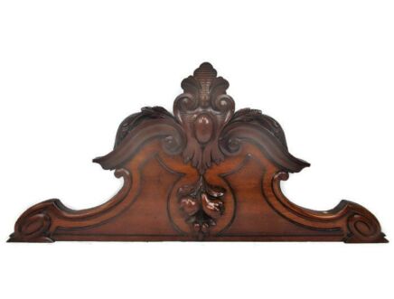 XL French Hand Carved Wood Pediment Ornate Over door Architectural Reclaimed