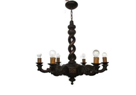 Open Barley Twist Wood Chandelier Hand carved Wood 6 arm Lights Impressive WOW