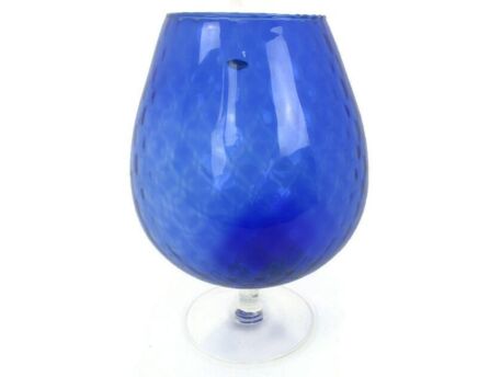Vintage Goblet Apothecary Jar Swirled Optic Glass Blue  Mid Century Gorgeous