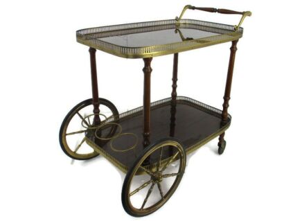 Bar Cocktail Tea Entertainment Cart Trolley Kitchen Island Veneer Retro Funky
