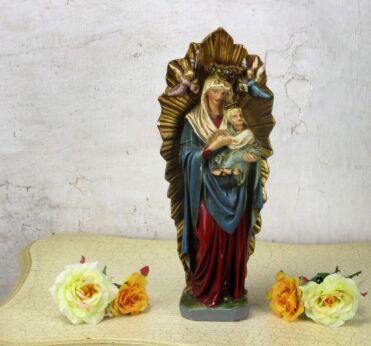 Our Lady of Perpetual Help Perpetuo Socorro Infant Child Plaster Statue 14.56"