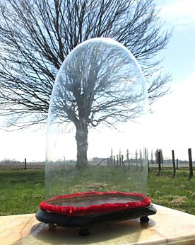 Antique Victorian Oval Hand Blown Glass Globe Dome Display Mantel Clock Doll Steampunk 13.11"