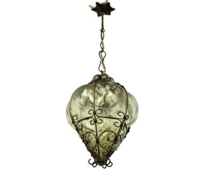 Era Murano Caged Chandelier Amber glass Ceiling Light Ali Baba Style Lamp Venetian Lamp Gorgeous