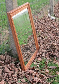 Large Vintage Mirror Wooden Frame DeKnudt Vanity Dresser 70s