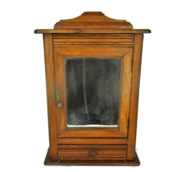 Mid Century Kitchen Apothecary Medicine Wall Bathroom Cabinet Hand Carved Wood