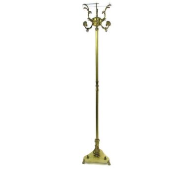 Hollywood Regency Ornate Brass Hall Tree Coat Hat Rack Round Marble Onyx Base