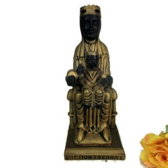 Our Lady Of Montserrat Black Madonna Virgin La Moreneta Infant Statue Resin 7"