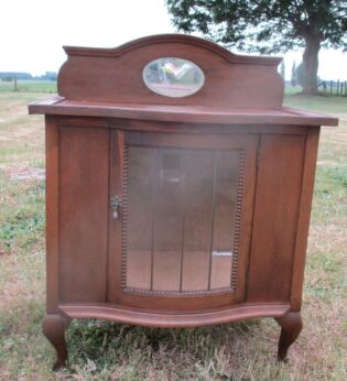 Antique Vanity Dresser display Cabinet Leaded Glass Beveled glass Art Deco
