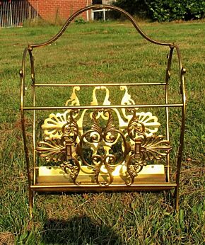Brass Ornate Magazine Newspaper Basket Hollywood Regency style
