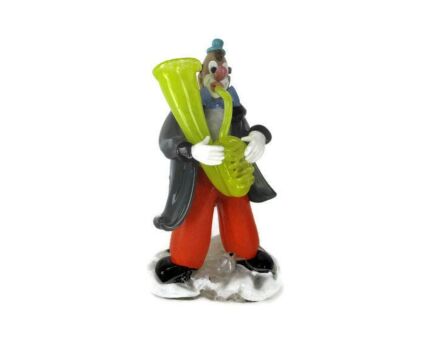 Vintage Italian Murano Art Glass Clown Playing the Sax Funky Saxophone Player Rare