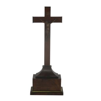 French Antique Standing Crucifix Completely Wooden Corpus Christi Hand Carved