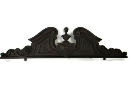 Hand Carved Wood French Pediment Flowers Heart Ornate Over door Architectural Reclaimed Antique Spindle  Large Gorgeous