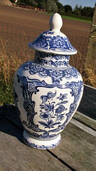 Small Delft Vase Urn hand painted Beautiful Blue White marked Molen Mill 12.99"
