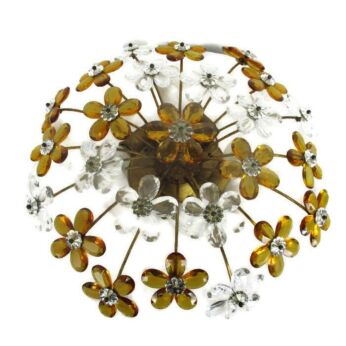 Banci Firenze Flush Mount Ceiling Hollywood Regency Art Glass flowers 4 Lights