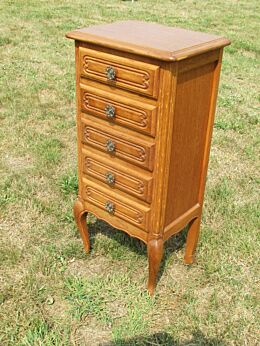 Vintage Louis XV Style Side Table Night Stand Cabinet 5 Drawers