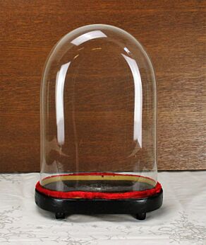 Antique Victorian Oval Hand Blown Glass Globe Dome Doll Clock Steampunk 12.2"
