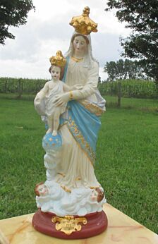 Vintage Virgin Mary Madonna with Child Plaster Notre Dame De Victoire Angels
