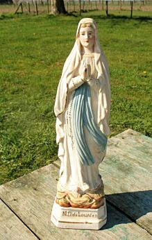 Vintage Porcelain Figurine Lourdes Virgin Mary Madonna statuette 12.20" French