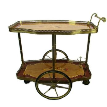 Italian Bar Cocktail Tea Cart Trolley Italian Hollywood Regency Marquetry HTF