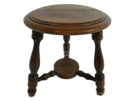 Small Vintage Wooden Side Wine Table Pedestal Plant Stand Milking Stool Two Tier