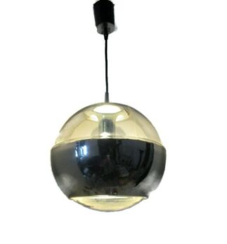 Design Vintage Ball  Pendant Art Glass Chrome Space Age Peil &Putzler 1 Light