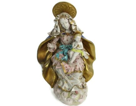 Virgin Mary Madonna Infant Jesus Christ Pattarino House Polychrome Statue 17.71"