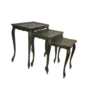 Set of 3 Italian Florentine Resin Hollywood Regency Stacking Nesting Tables
