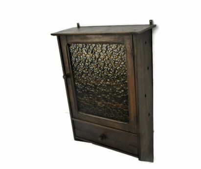 Kitchen Apothecary Bathroom Pharmacy Medicine Cabinet Bubbled Glass Art Spice rack