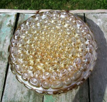 Vintage Amber Bubbled Glass Sconce Lamp Shade era Limburg Helena Tynell