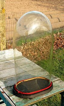 Xl Victorian Antique Oval Hand Blown Glass Dome Globe Mantel Clock 19.05"
