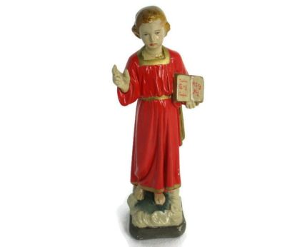 Statue Infant Jesus Santo Nino wit Bible Plaster Collector Gorgeous Antique