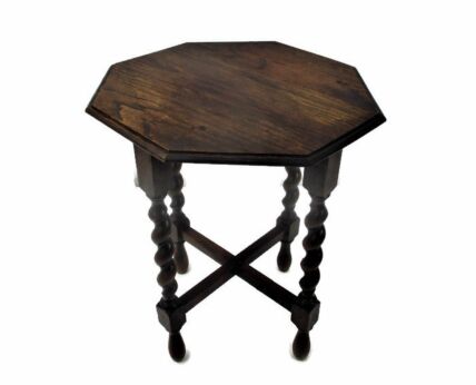 Octagonal Hand Carved wood Pedestal Table Plant Flower Bonsai Stand Side Table Barley Twist Beautiful