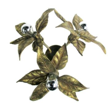 Willy Daro Design Wall Ceiling Sconce Light Modernist Gold Leafs Plafonnière