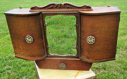 Antique Wood Double Apothecary Bathroom Medicine Wall Cabinet twisted wood