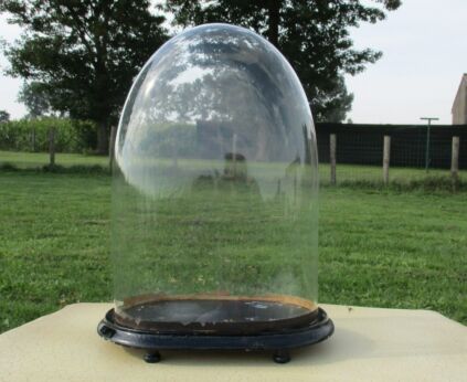 Antique Oval Hand Blown Glass Dome Globe Mantel Clock Steampunk 15.35"