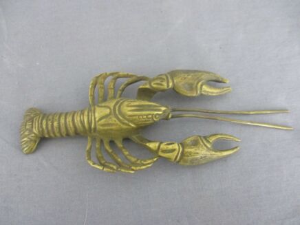 Brass Figurine Sculpture Lobster Crayfish Nautical  Hollywood regency Vintage Lovely