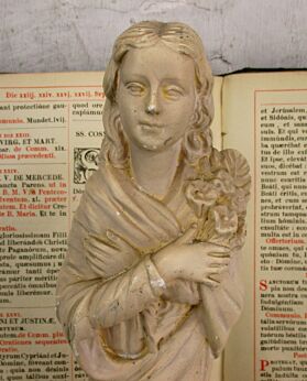 Vintage French Statue Saint Maria Goretti Patron Young Girls HTF White Plaster