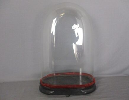 Antique Victorian Oval Hand Blown Glass Globe Dome Doll Clock 16.92" H 11.61' W