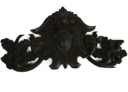 Antique Carved Wood Reclaimed Corbel Architectural Ornate Medallion Pediment