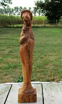 Small Vintage Virgin Mary Madonna and Child Hand Carved Carrotwood