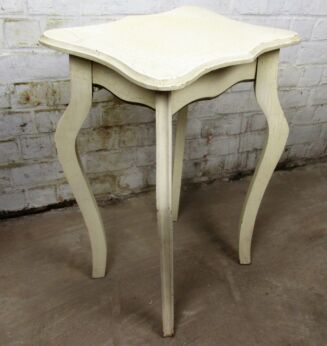 French Provincial White Crackled Table Side Table Lovely