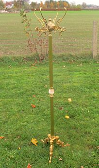 Ornate Antique Coat Hat Rack Hall Tree Stand Floor Brass Onyx Ball Mermaids